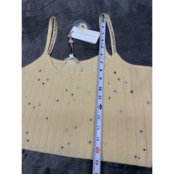 Loveshackfancy Celmira Cashmere Wool Rhinestone Rib Knit Crop Top XL - Picture 7 of 9